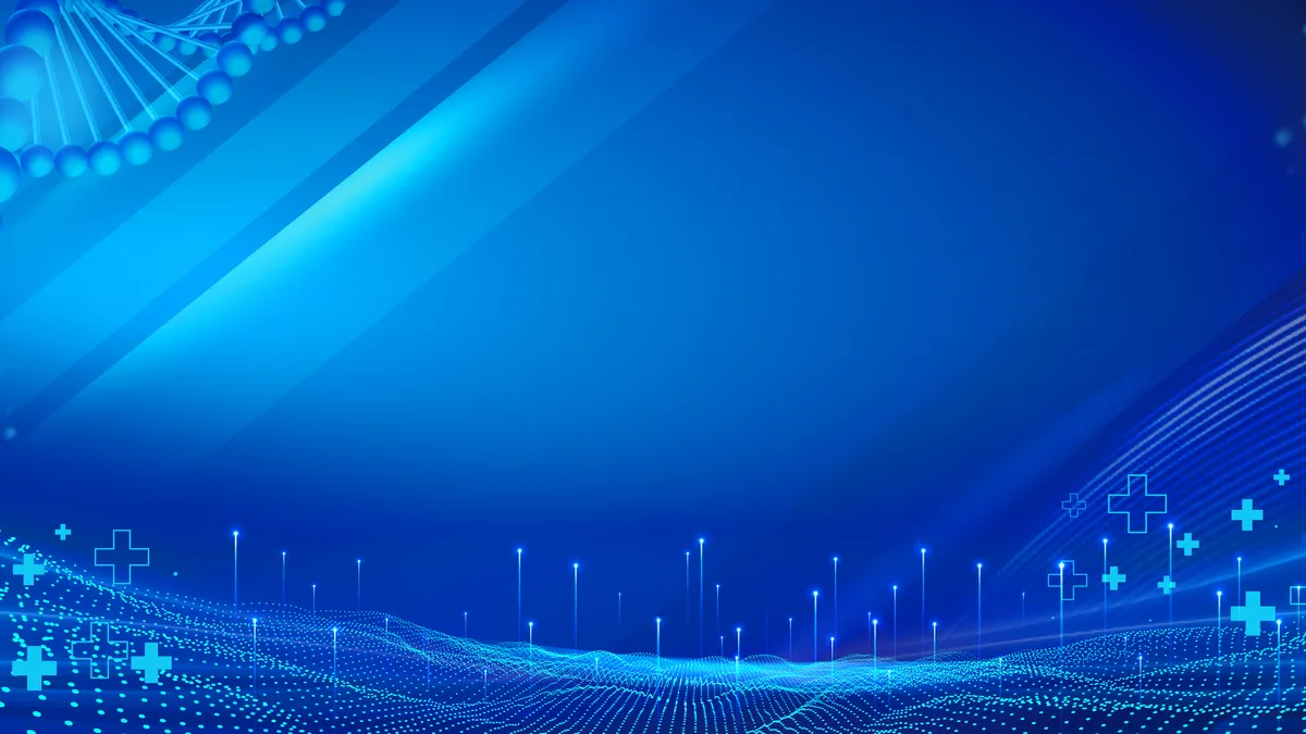 蓝色科技医疗DNA分子主题通用PPT幻灯片背景图片 - 第1页