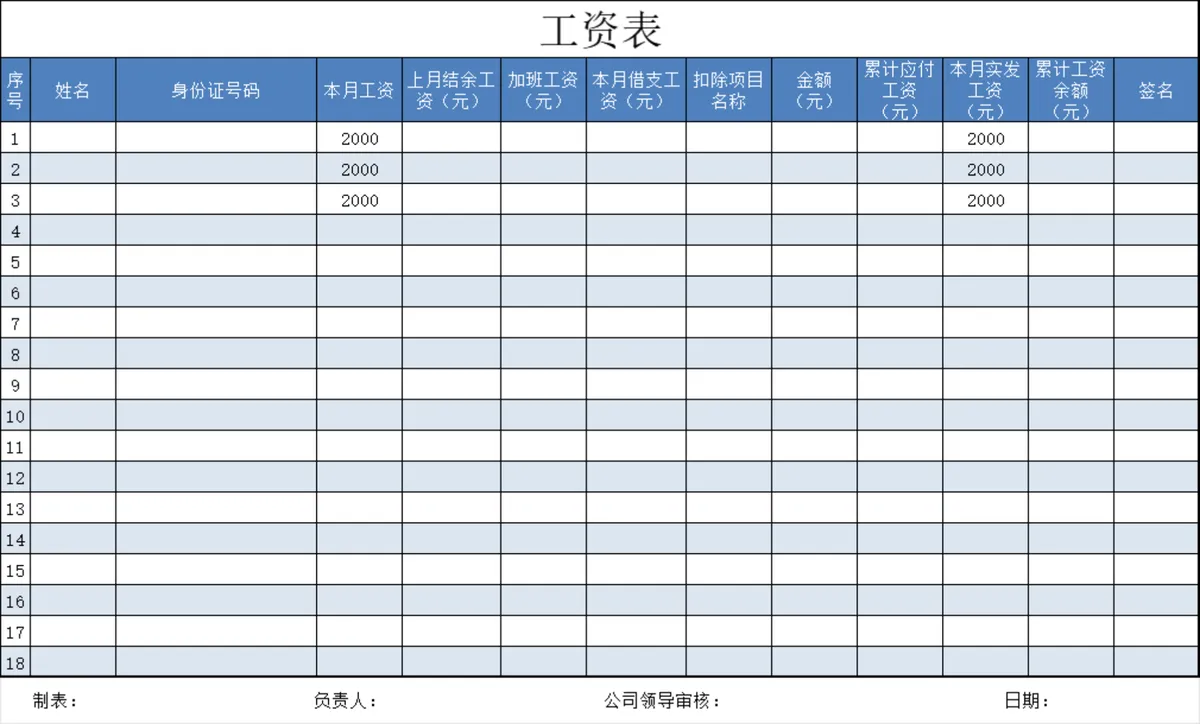 企业员工工资核算统计明细Excel表格 - 第1页