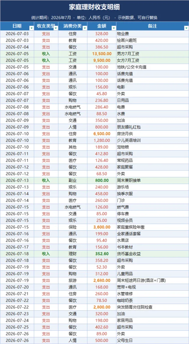 家庭理财收支明细月度汇总统计Excel表格 - 封面预览