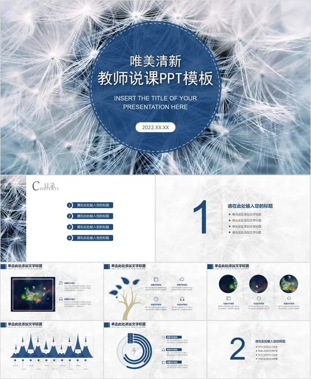 唯美清新教师说课PPT模板 - 封面预览