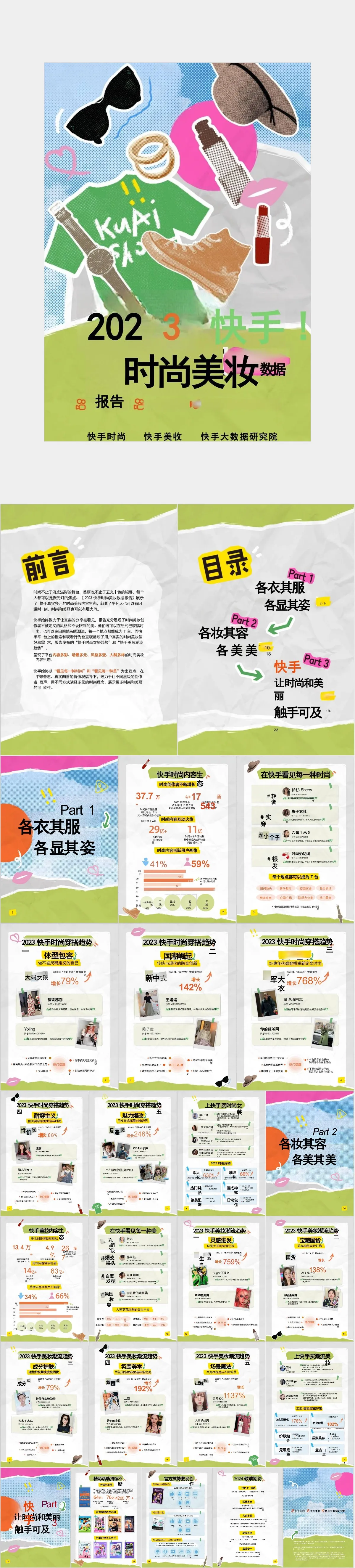 快手时尚美妆数据报告PPT模板 - 模板内页详情长图