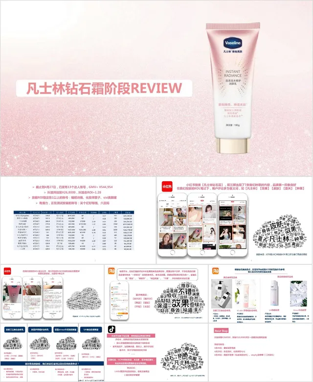 凡士林钻石霜产品阶段复盘回顾PPT模板 - 封面预览