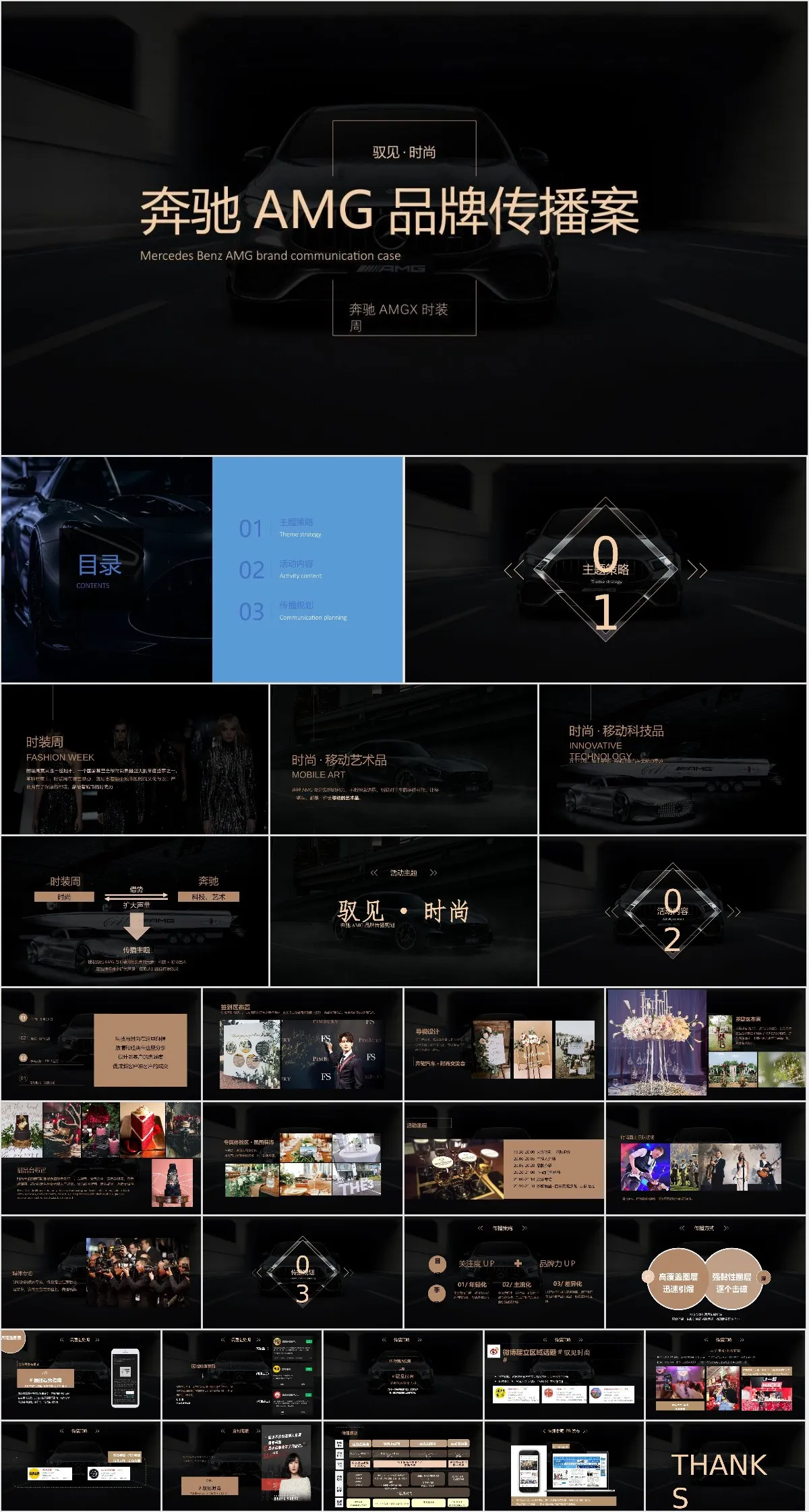 奔驰AMG品牌传播案时装周主题营销活动策划PPT模板 - 模板内页详情长图
