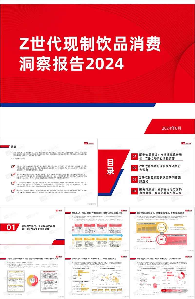 2024年Z世代现制饮品消费洞察报告PPT模板 - 封面预览