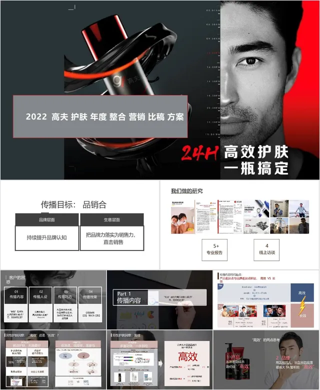 高夫护肤年度整合营销比稿方案PPT模板 - 封面预览