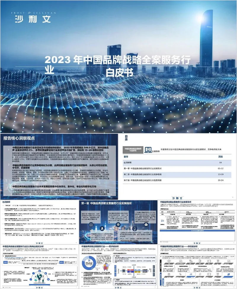 2023年中国品牌战略全案服务行业白皮书商务演示PPT模板 - 封面预览