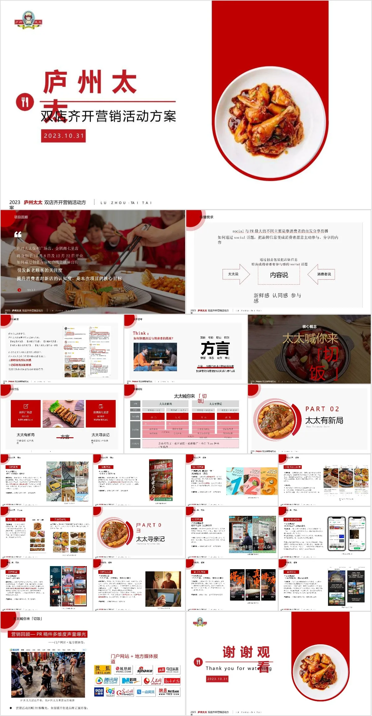 餐饮品牌庐州太太双店齐开营销活动方案PPT模板 - 模板内页详情长图