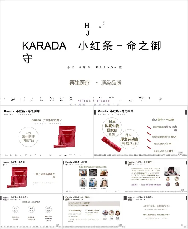 KARADA小红条命之御守再生医疗产品介绍PPT模板 - 封面预览