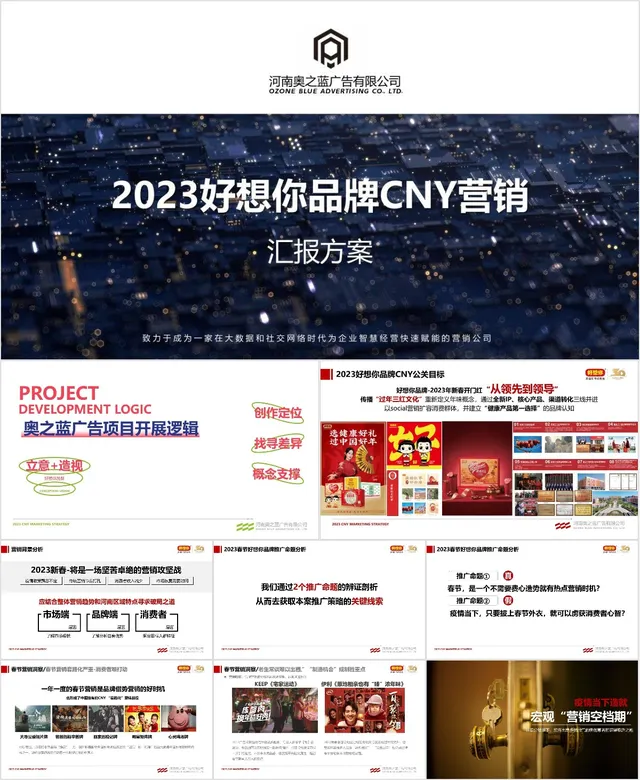 2023好想你品牌CNY营销汇报方案PPT模板 - 封面预览