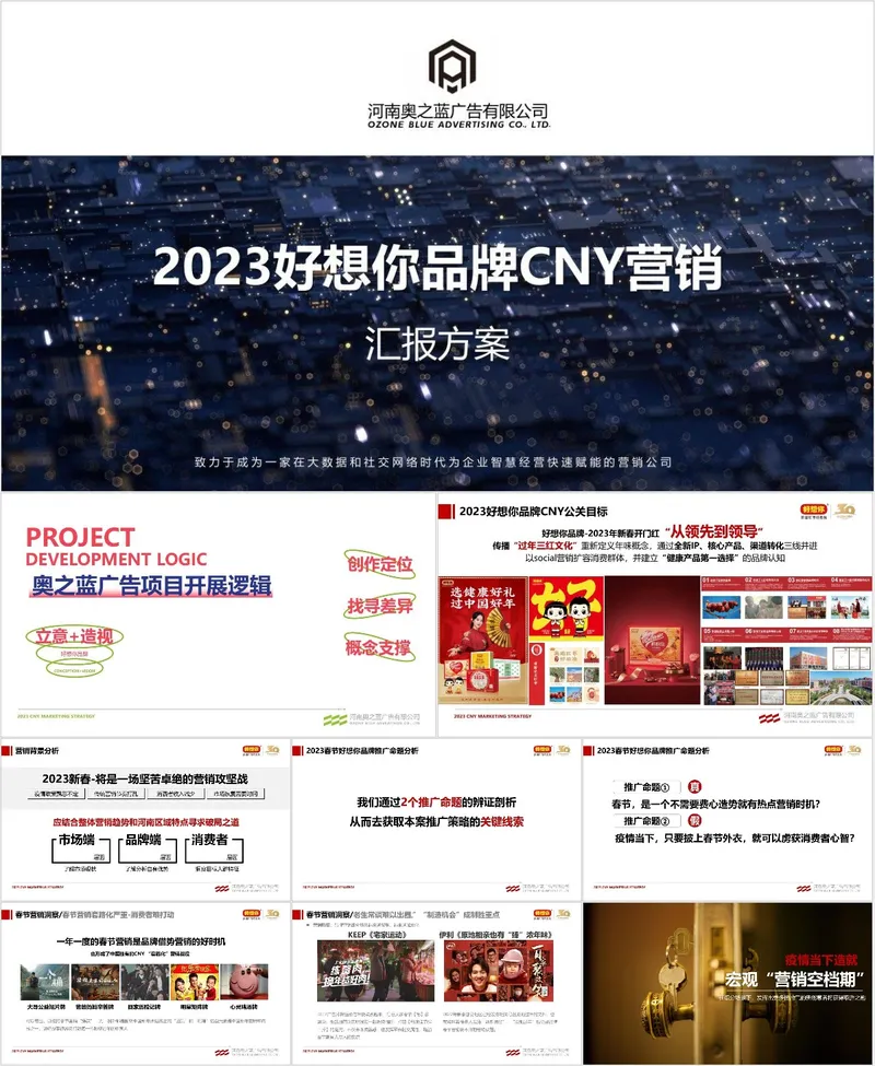 2023好想你品牌CNY营销汇报方案PPT模板 - 封面预览