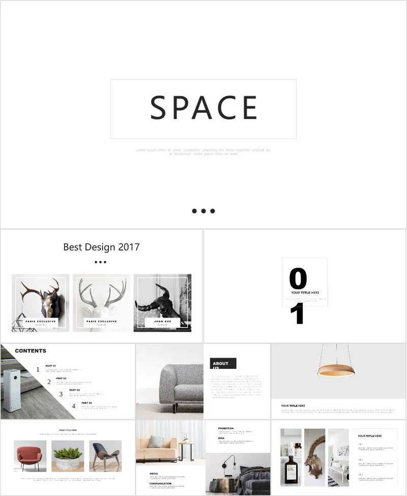 极简SPACE通用商务PPT模板 - 封面预览