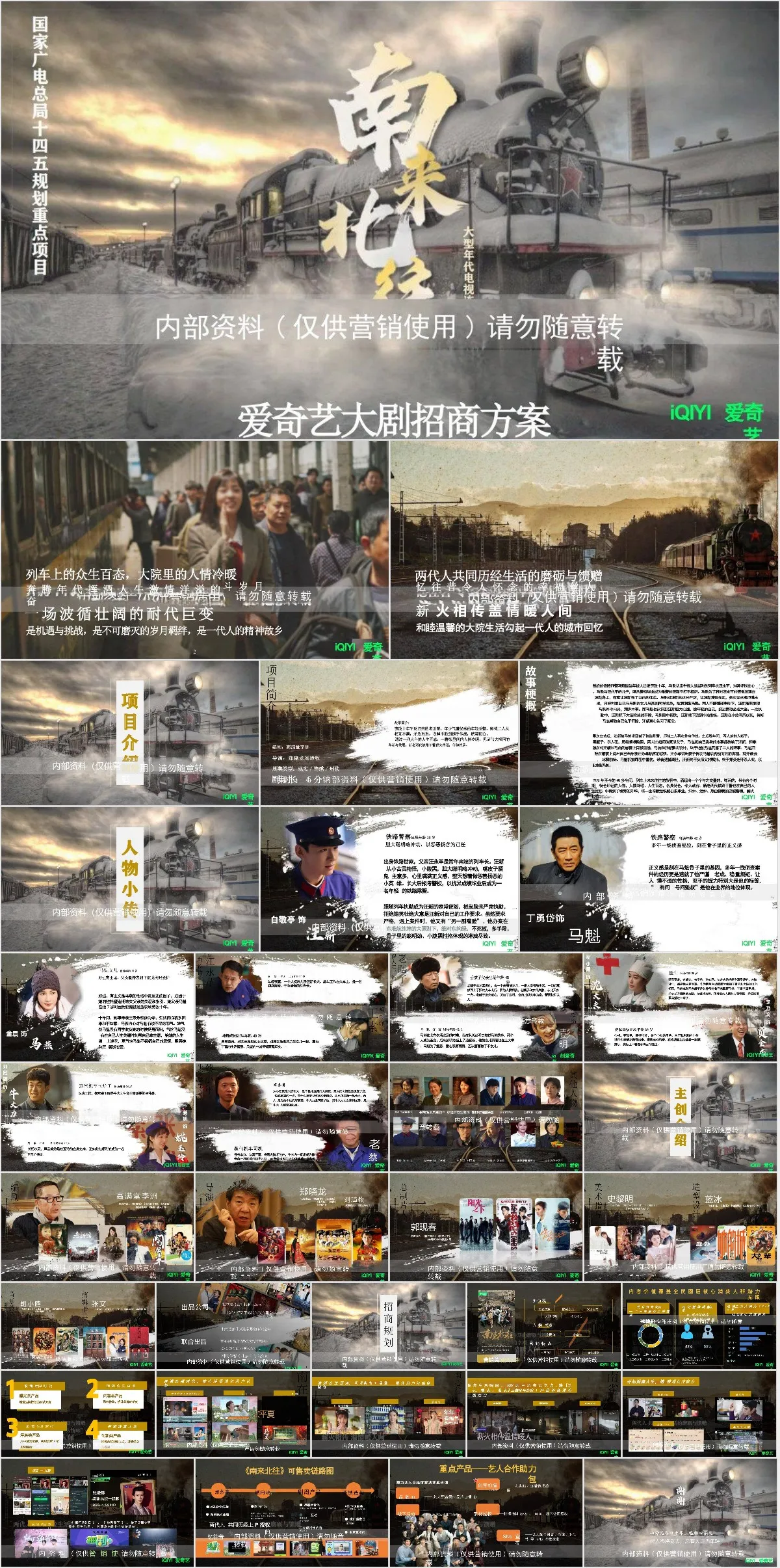 南来北往大型年代电视剧爱奇艺大剧招商方案PPT模板 - 模板内页详情长图