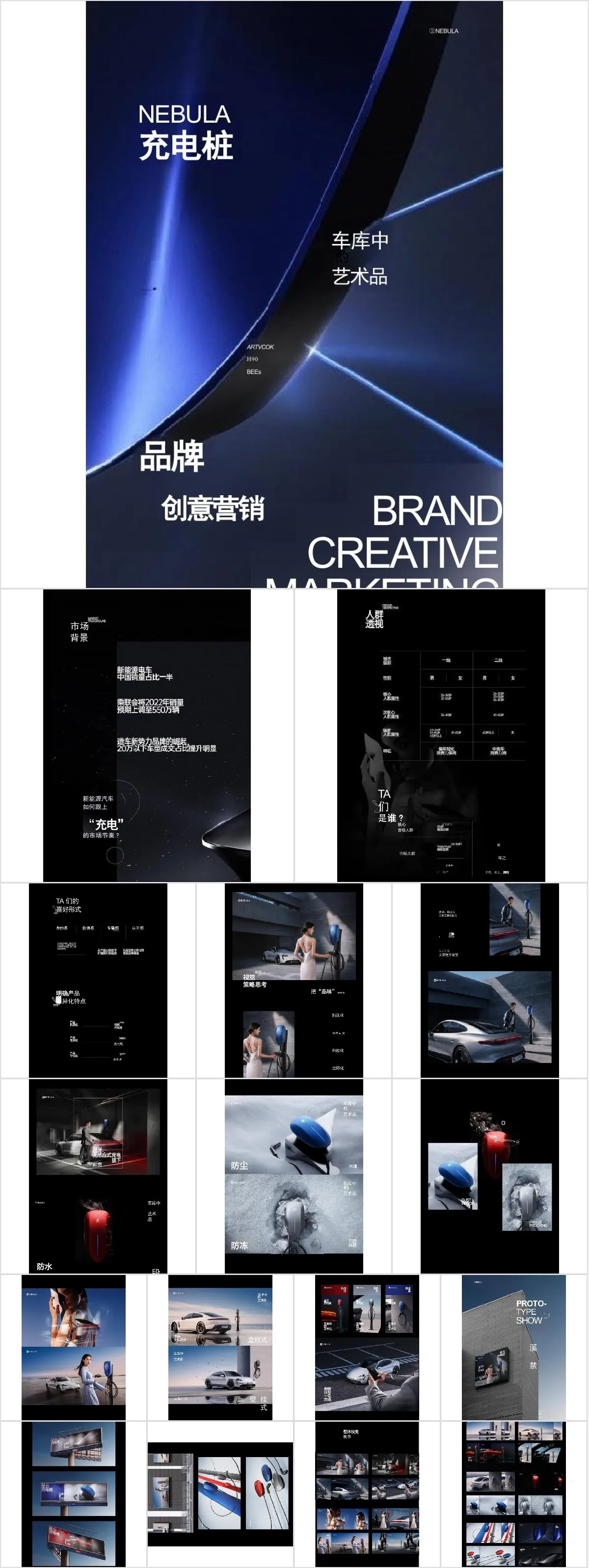 NEBULA充电桩品牌创意营销宣传PPT模板 - 模板内页详情长图