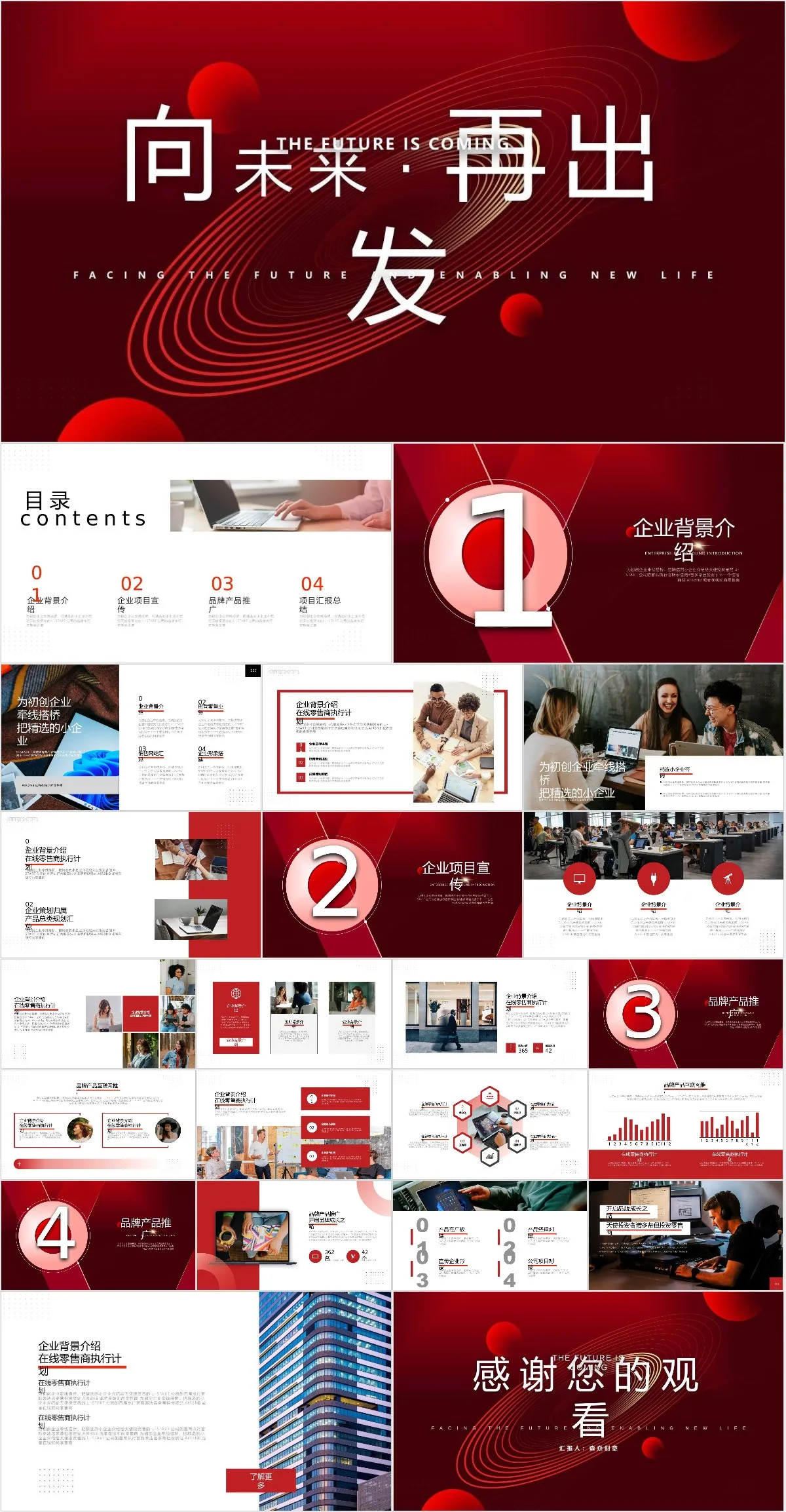 向未来再出发商务通用PPT模板 - 模板内页详情长图