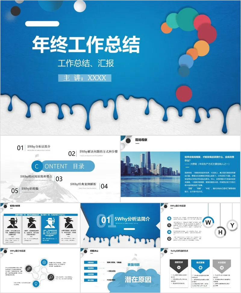 年终工作总结汇报PPT模板 - 封面预览