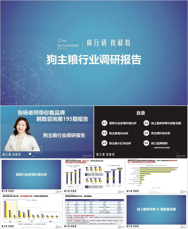 狗主粮行业调研报告商务演示PPT模板 - 封面预览