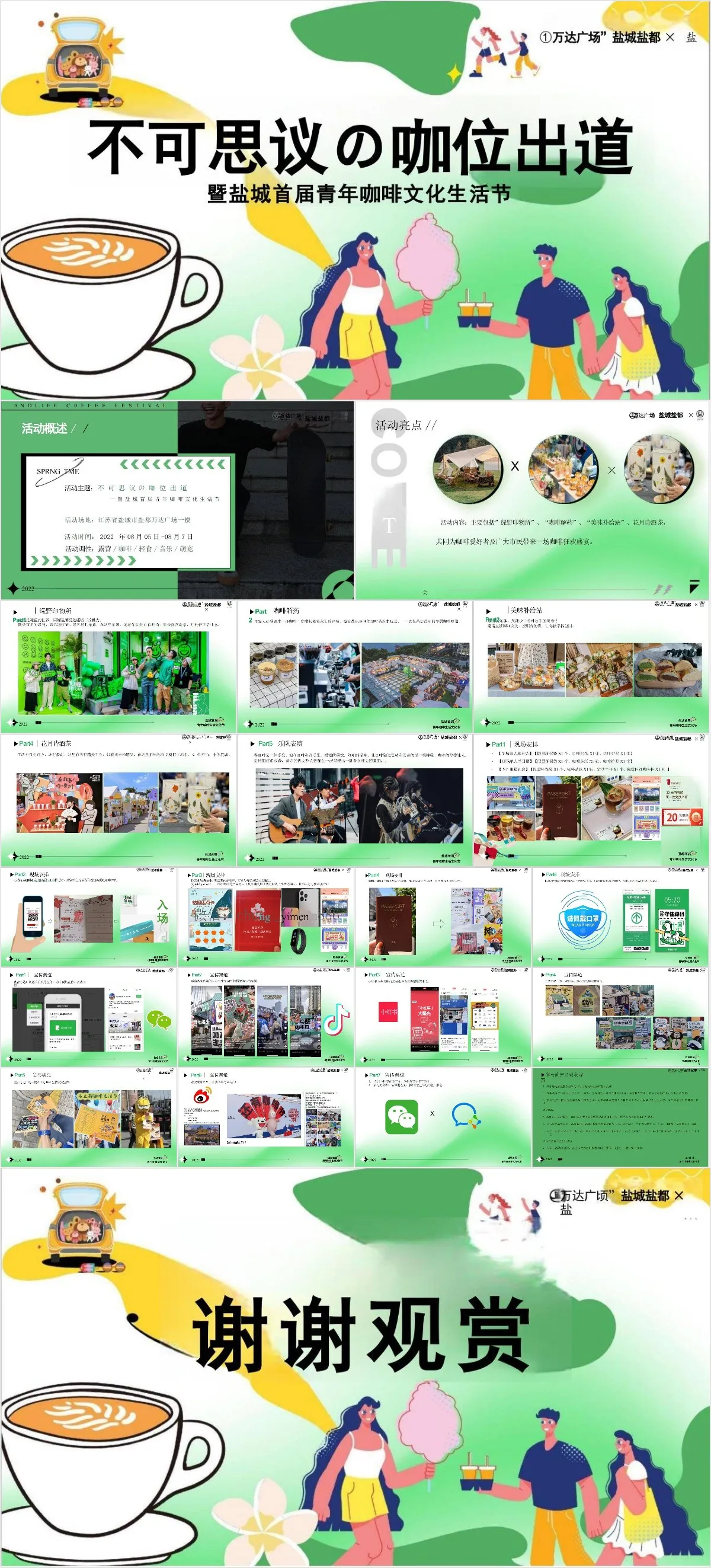 盐城首届青年咖啡文化生活节活动策划PPT模板 - 模板内页详情长图