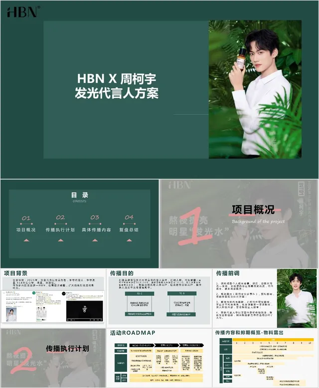 HBN X 周柯宇发光代言人品牌营销活动策划方案PPT模板 - 封面预览