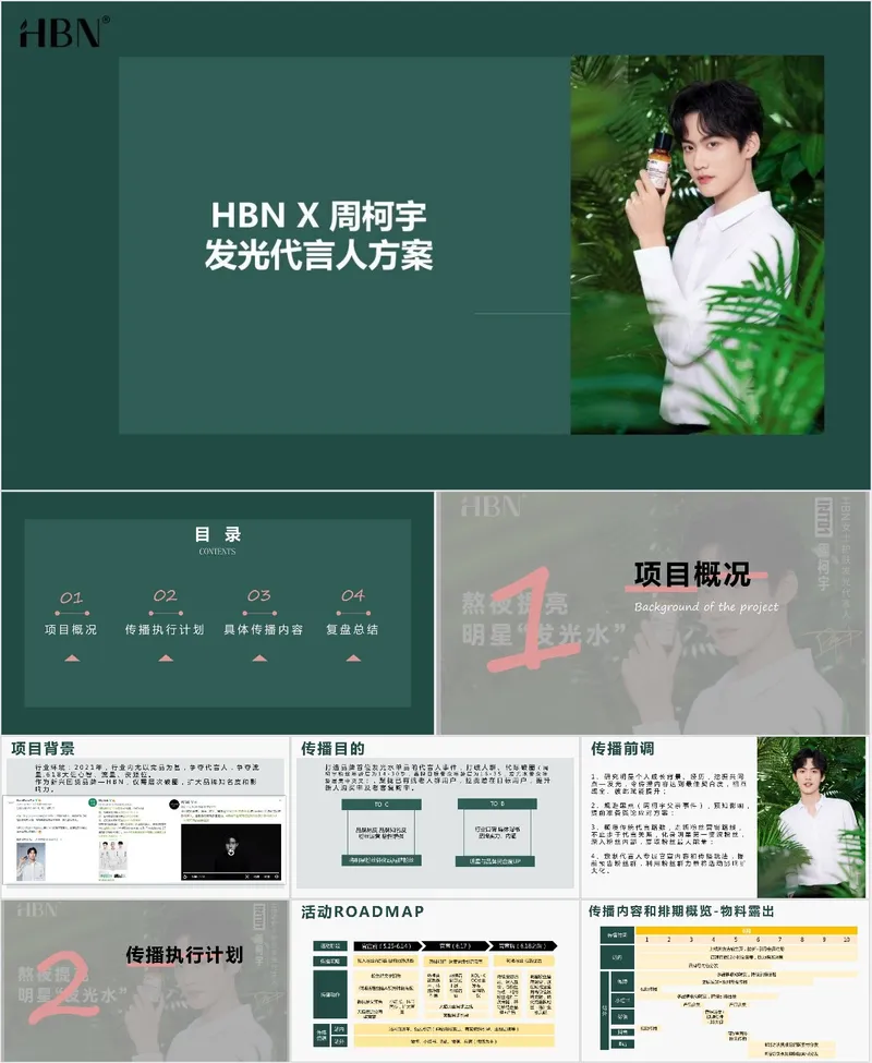 HBN X 周柯宇发光代言人品牌营销活动策划方案PPT模板 - 封面预览
