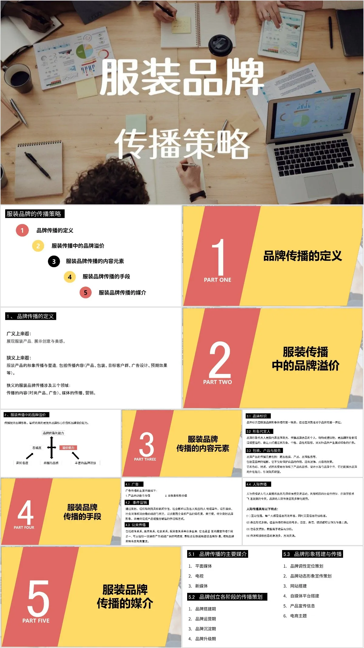 服装品牌传播策略商务演示PPT模板 - 模板内页详情长图