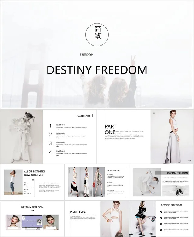 简致DESTINY FREEDOM简约PPT模板 - 封面预览