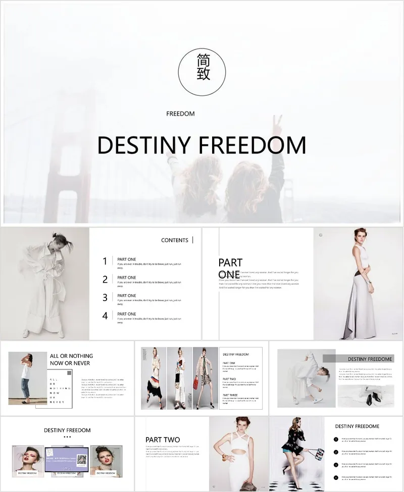 简致DESTINY FREEDOM简约PPT模板 - 封面预览