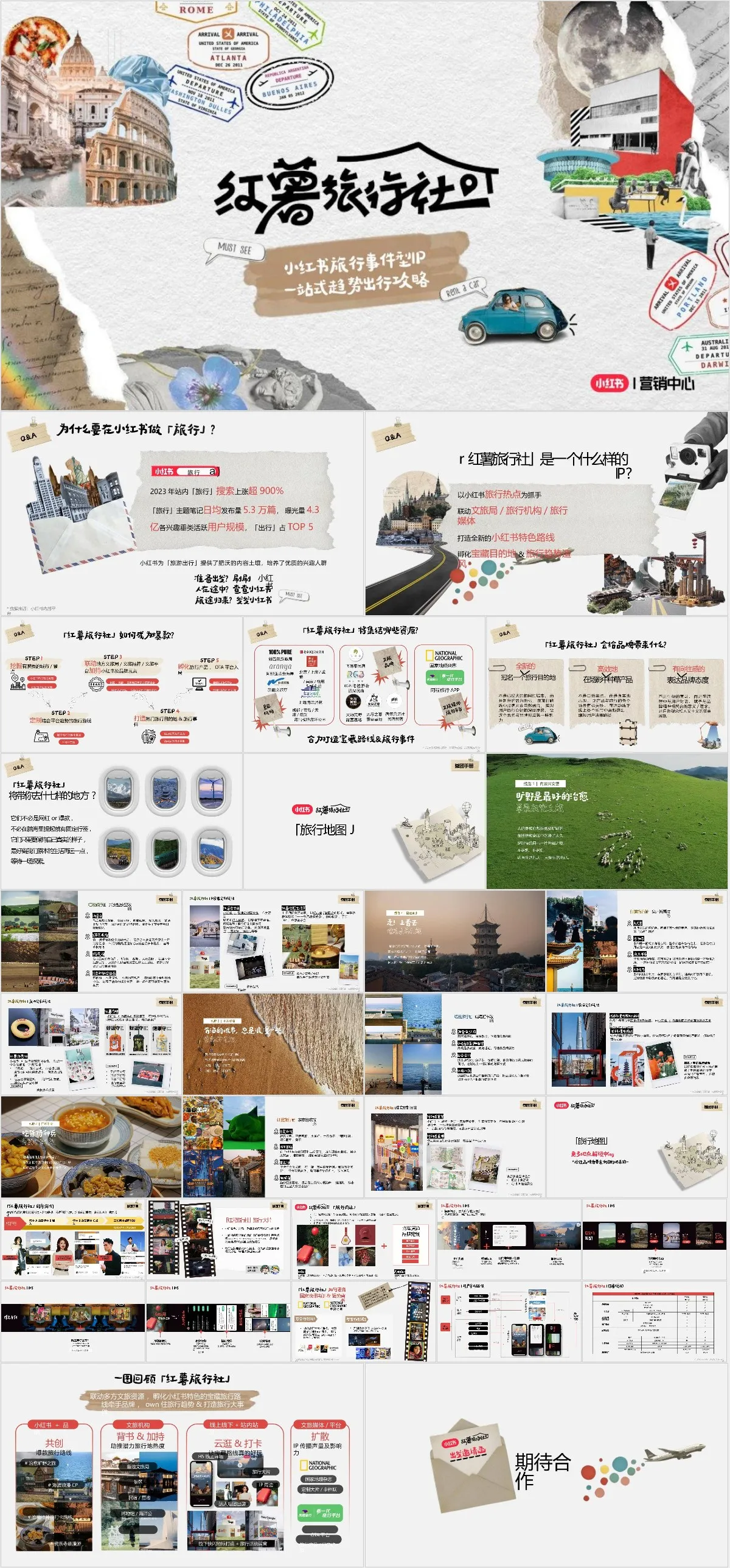 小红书旅行事件型IP一站式趋势出行攻略营销策划PPT模板 - 模板内页详情长图