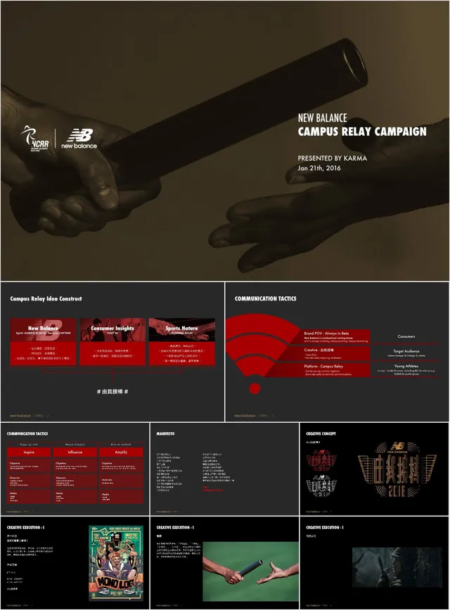 New Balance 校园接力营销活动策划推广PPT模板 - 封面预览