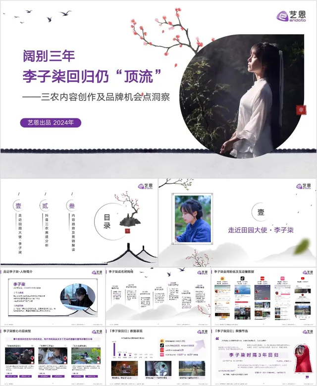 阔别三年李子柒回归仍顶流 三农内容创作及品牌机会点洞察分析PPT - 封面预览