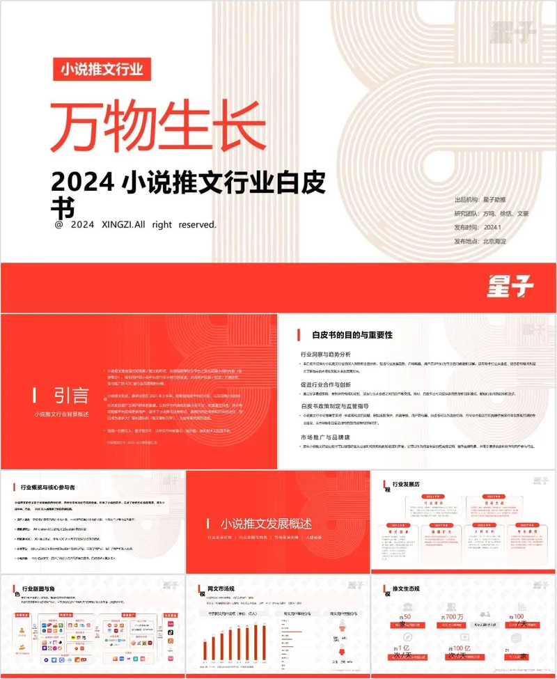2024小说推文行业白皮书行业分析演示PPT模板 - 封面预览