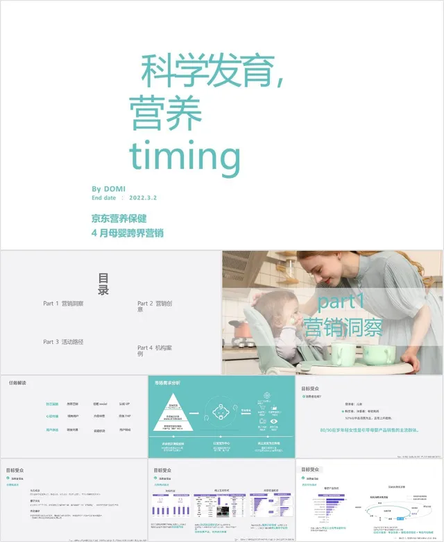 京东营养保健4月母婴跨界营销科学发育营养主题活动策划PPT模板 - 封面预览