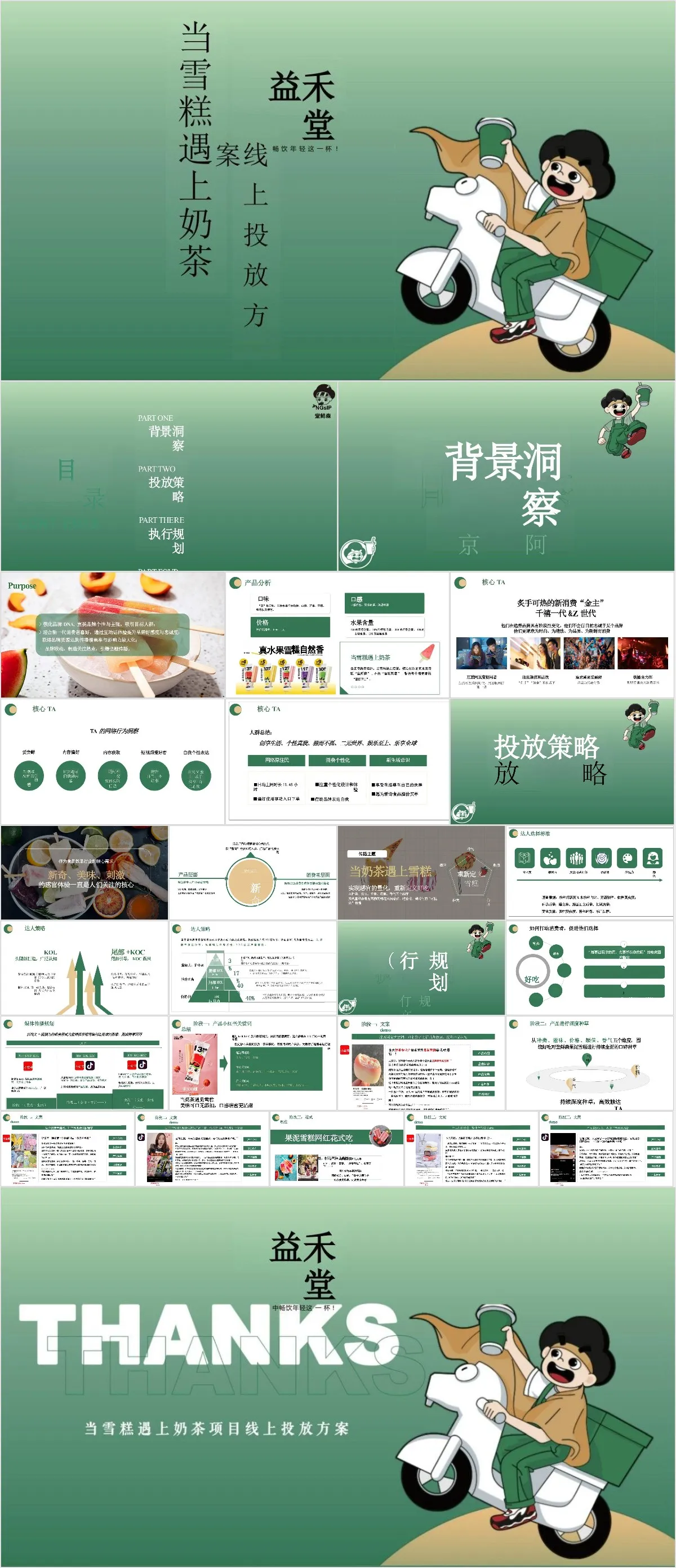 益禾堂当雪糕遇上奶茶线上投放方案营销活动PPT模板 - 模板内页详情长图
