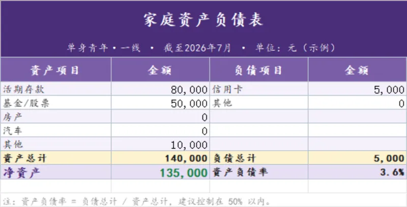 单身青年家庭资产负债统计与结构分析Excel表格 - 封面预览