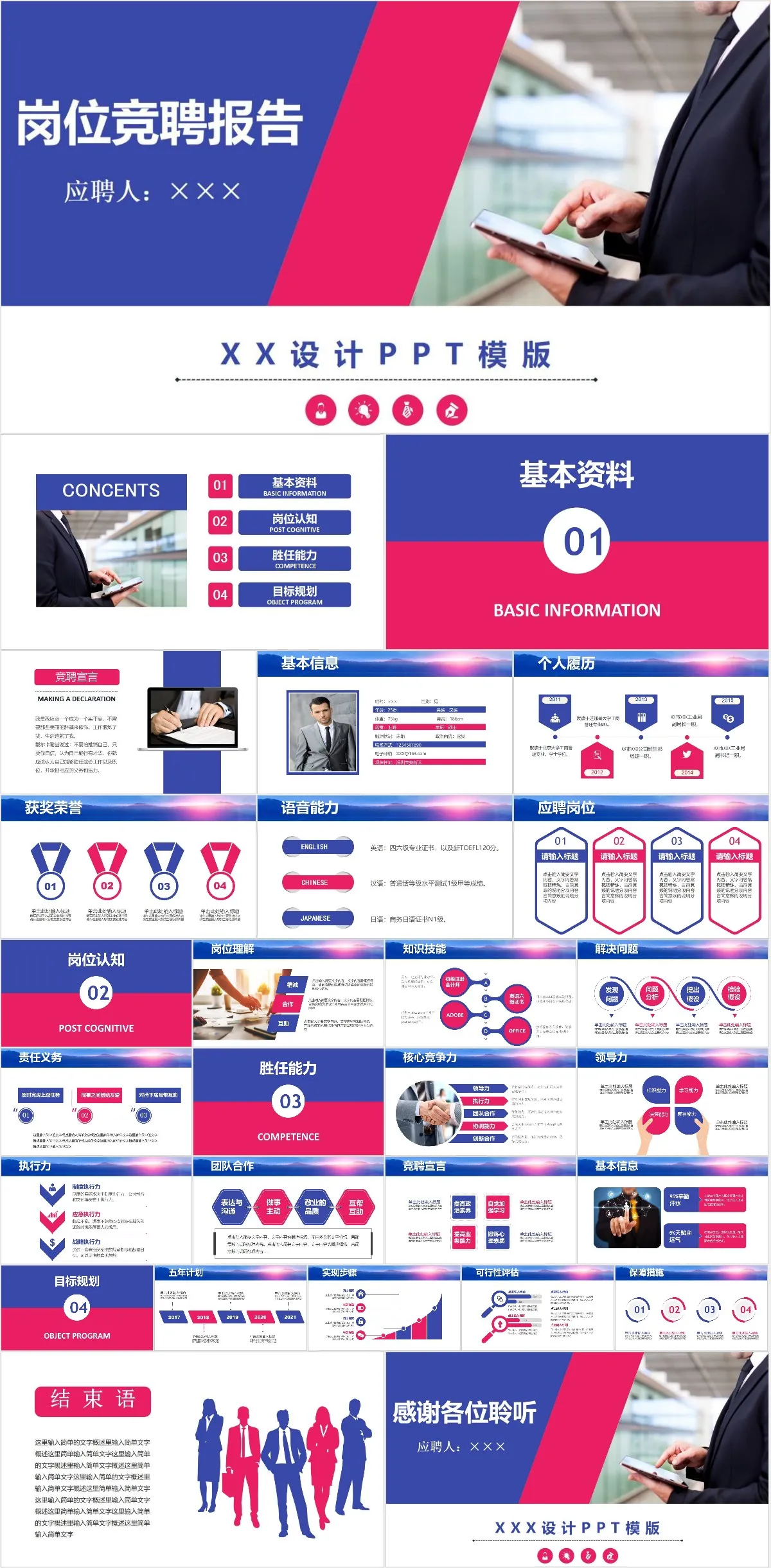 岗位竞聘报告PPT模板 - 模板内页详情长图