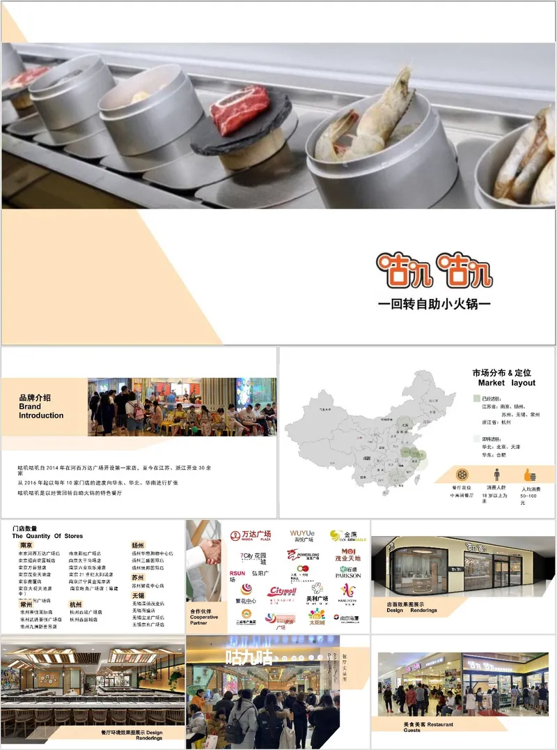 咕叽咕叽回转自助小火锅餐饮品牌营销推广PPT模板 - 封面预览
