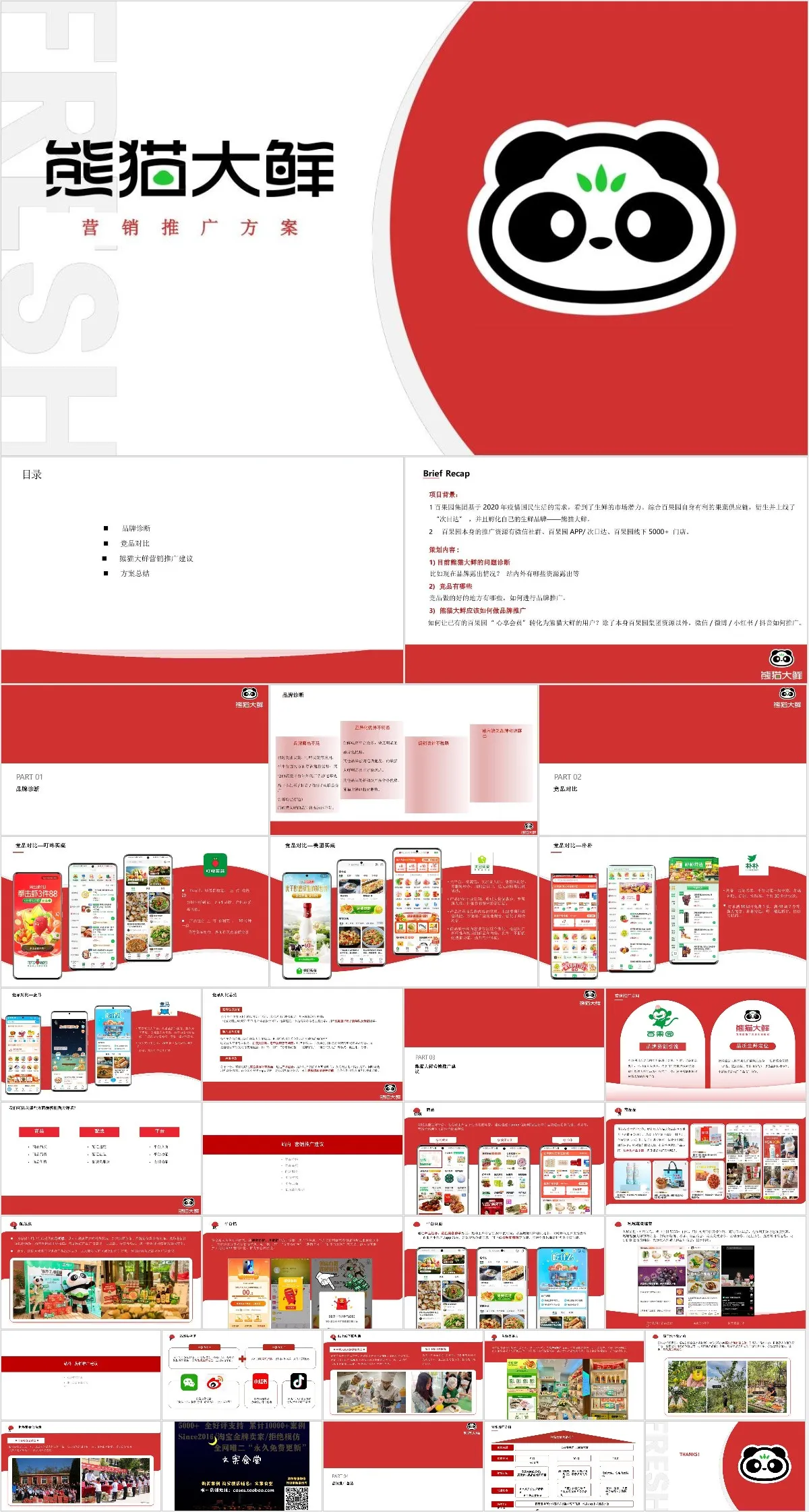 熊猫大鲜品牌营销推广方案PPT模板 - 模板内页详情长图