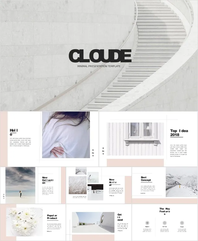 CLOUDE极简通用演示PPT模板 - 封面预览