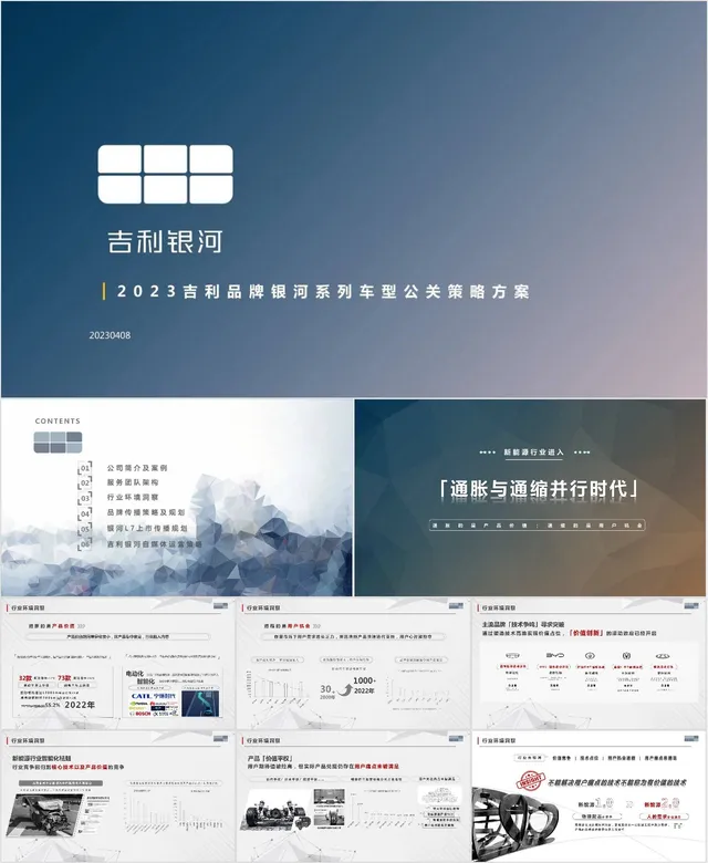 吉利品牌银河系列车型公关营销策略方案PPT模板 - 封面预览