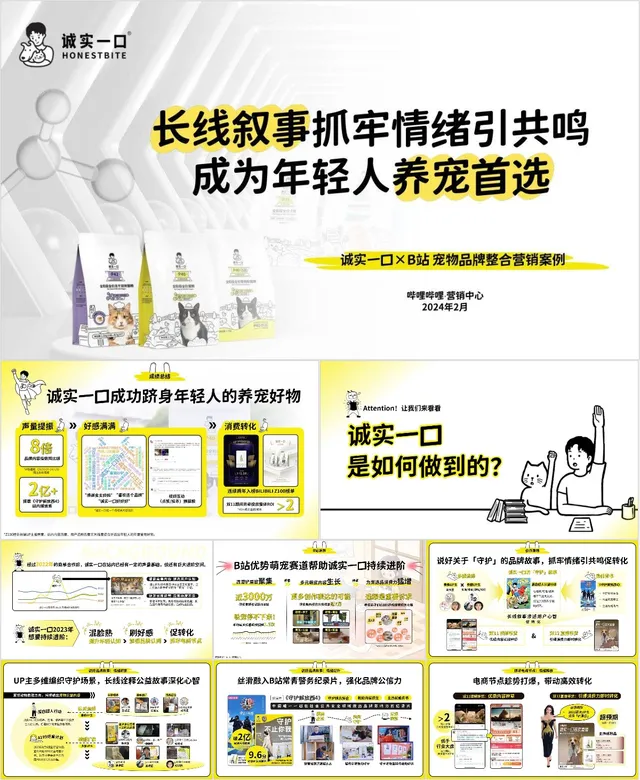 诚实一口×B站宠物品牌整合营销案例PPT模板 - 封面预览