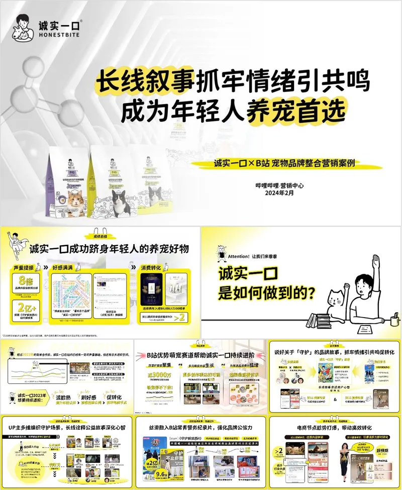 诚实一口×B站宠物品牌整合营销案例PPT模板 - 封面预览