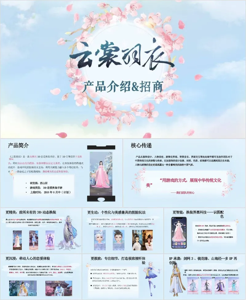 云裳羽衣国风产品介绍招商推广演示PPT模板 - 封面预览