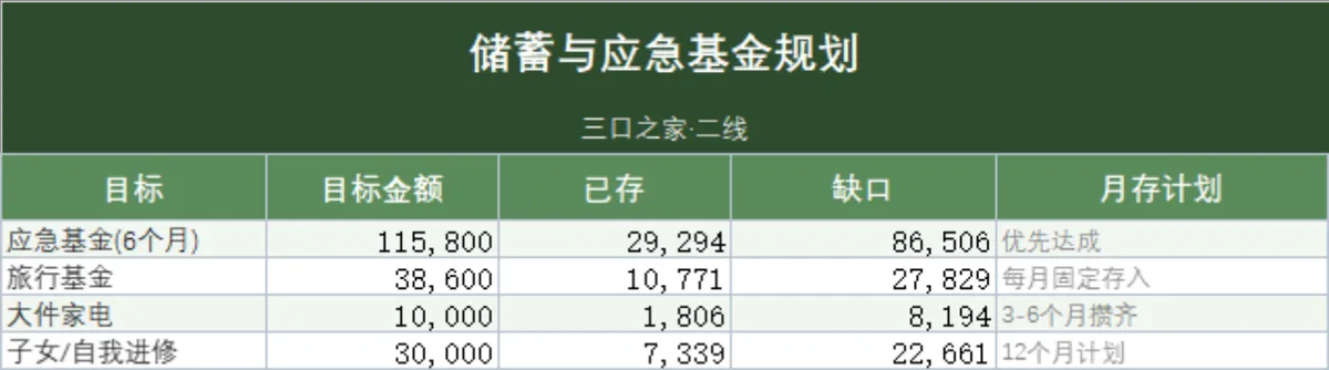 三口之家储蓄与应急基金规划503020法则家庭理财Excel表格 - 第1页