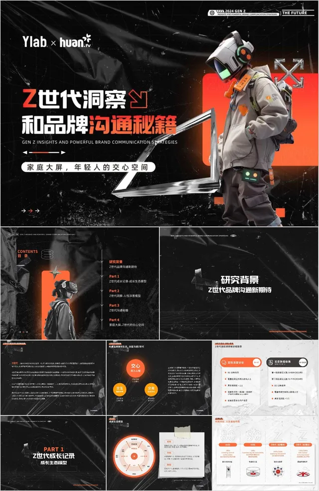 Z世代洞察和品牌沟通秘籍品牌营销策划PPT模板 - 封面预览