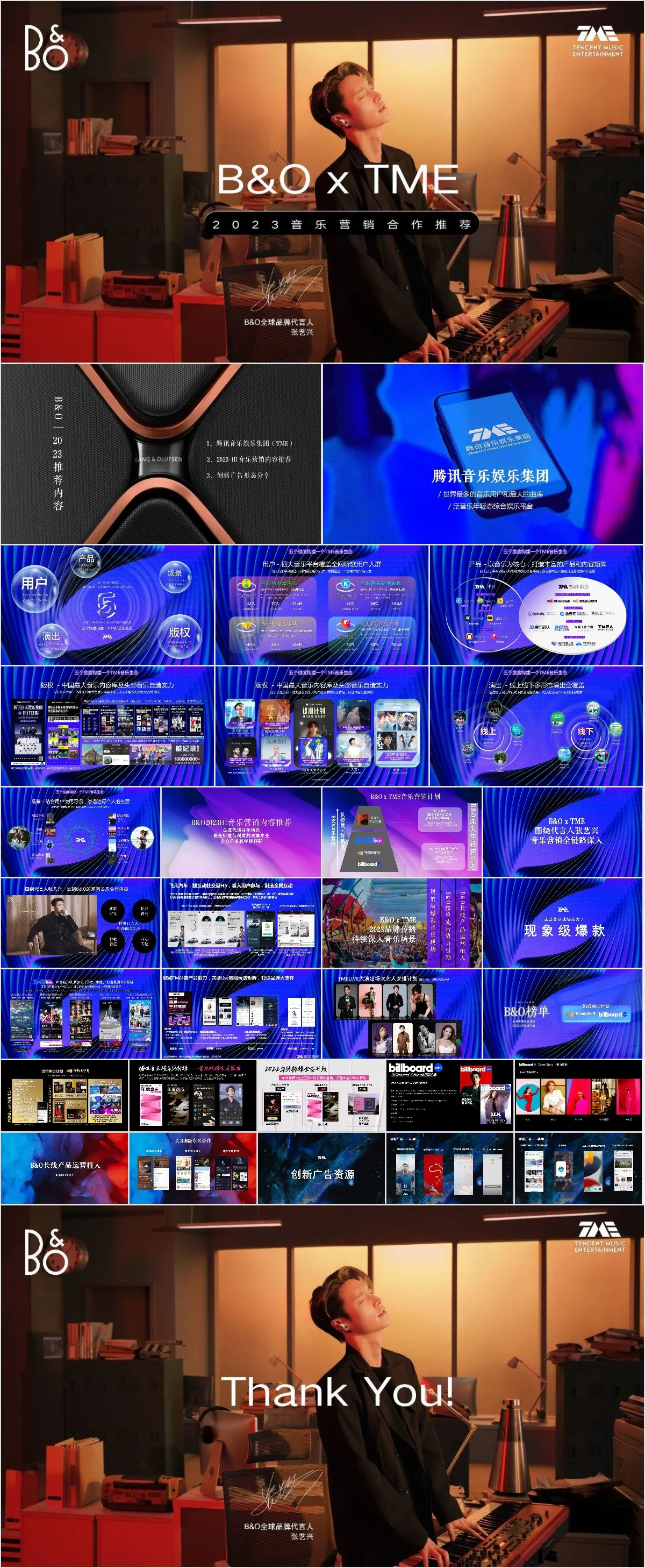 B&O x TME 音乐营销合作推荐PPT模板 - 模板内页详情长图