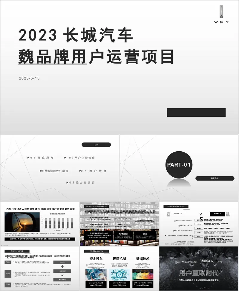 2023长城汽车魏品牌用户运营项目汇报PPT模板 - 封面预览