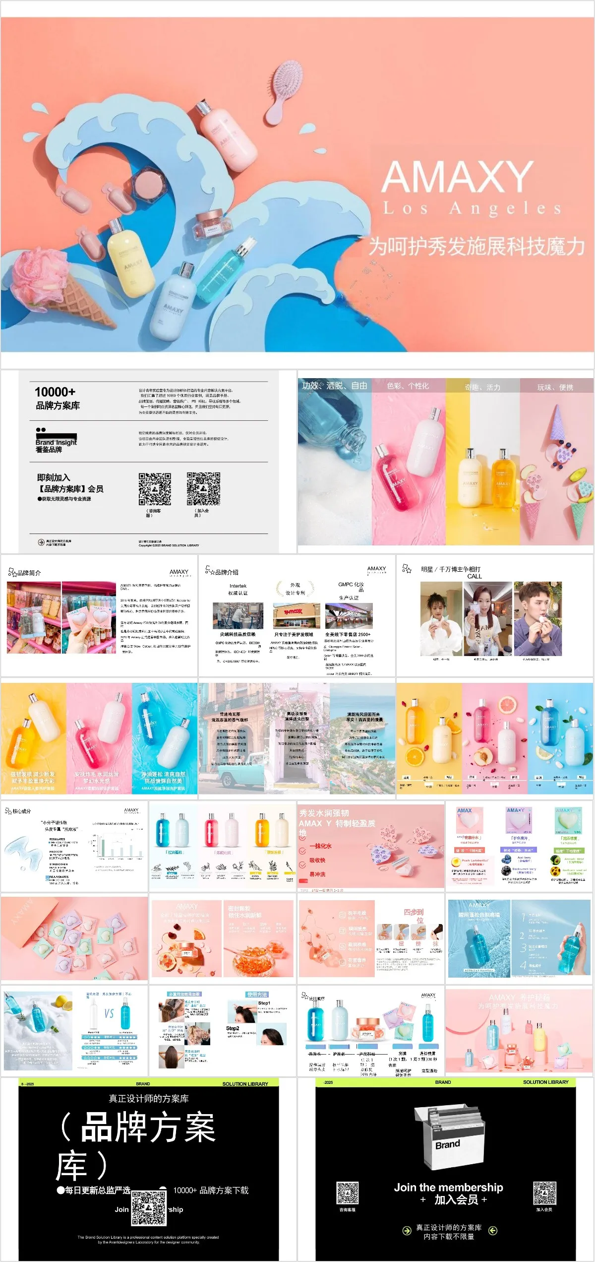 AMAXY护发美妆产品介绍品牌宣讲PPT模板 - 模板内页详情长图