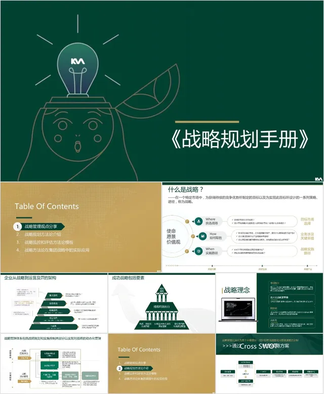 企业战略规划手册商务演示PPT模板 - 封面预览
