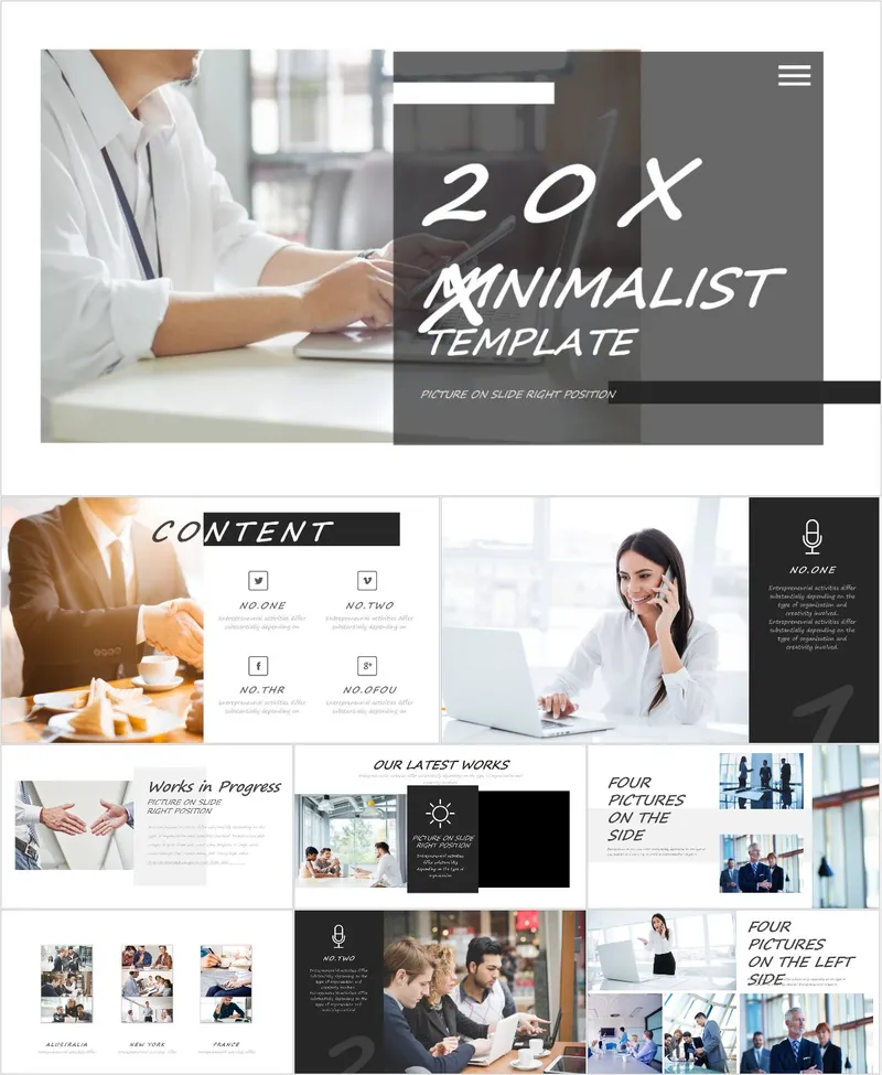 20X简约商务通用PPT模板 - 封面预览