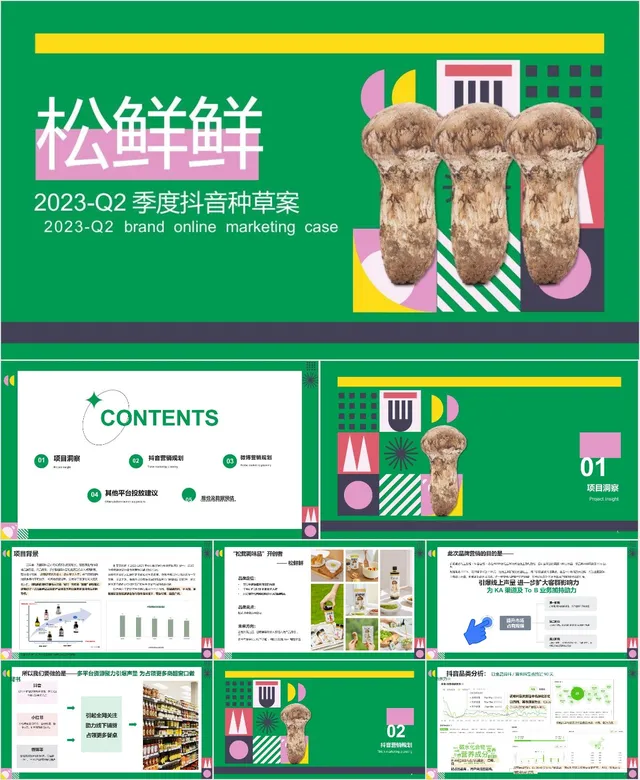 松鲜鲜Q2季度抖音种草营销活动策划推广方案PPT模板 - 封面预览