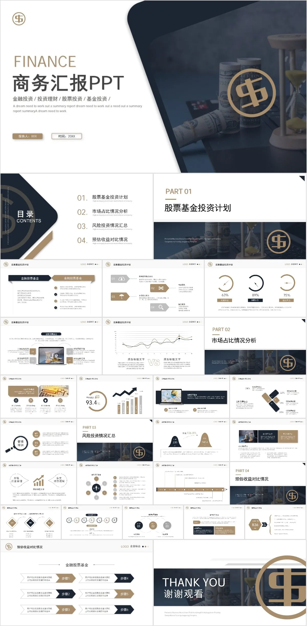金融投资商务汇报PPT - 模板内页详情长图